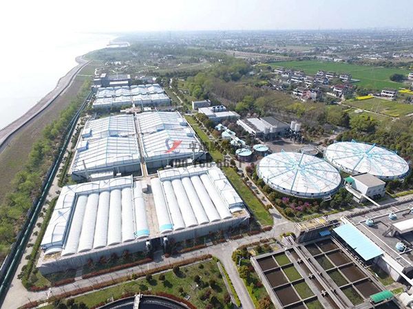 曲靖污水廠<font color='red'>污水池膜結構</font>設計施工【案例圖片】