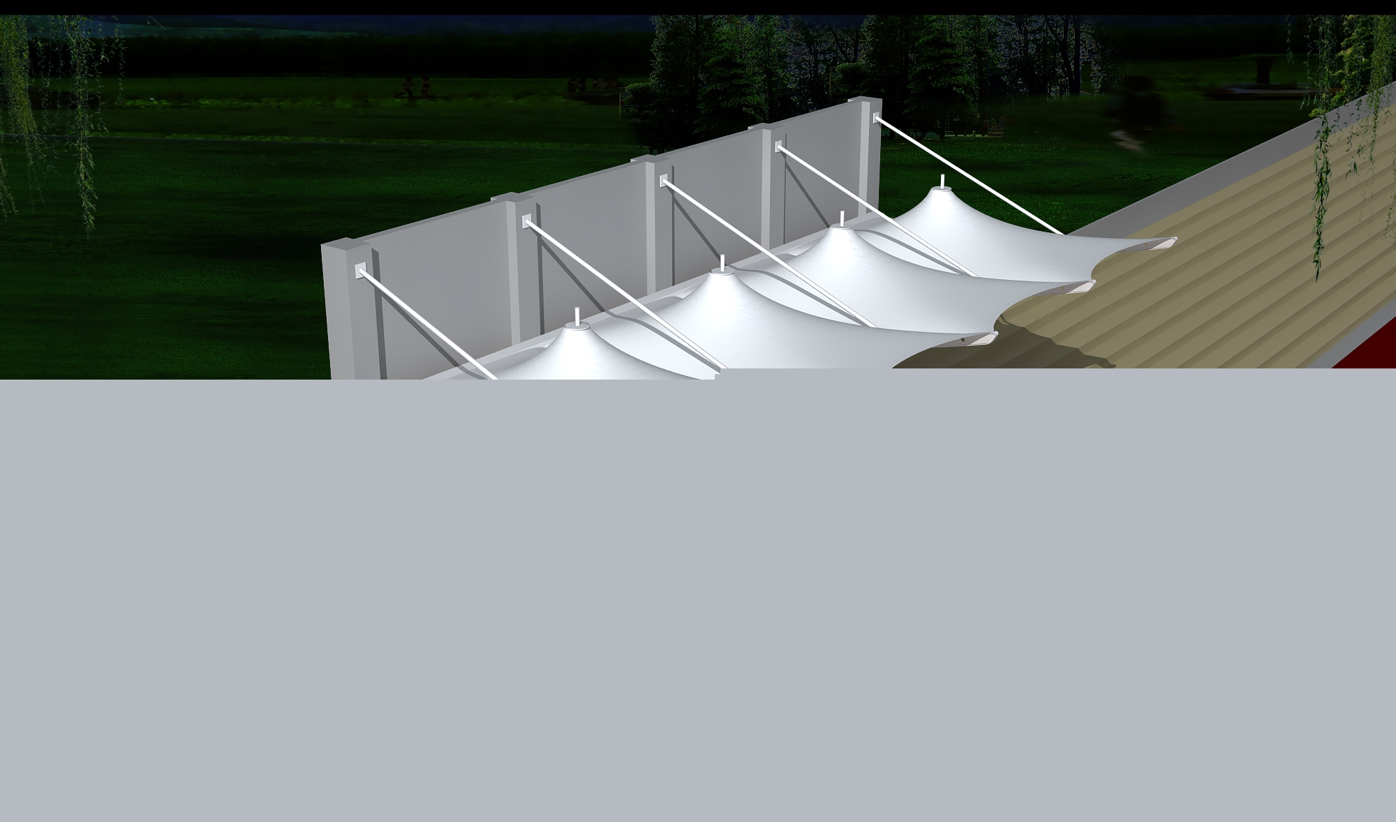 祁縣 體育公園膜結(jié)構(gòu)【看臺雨棚】門球場案例