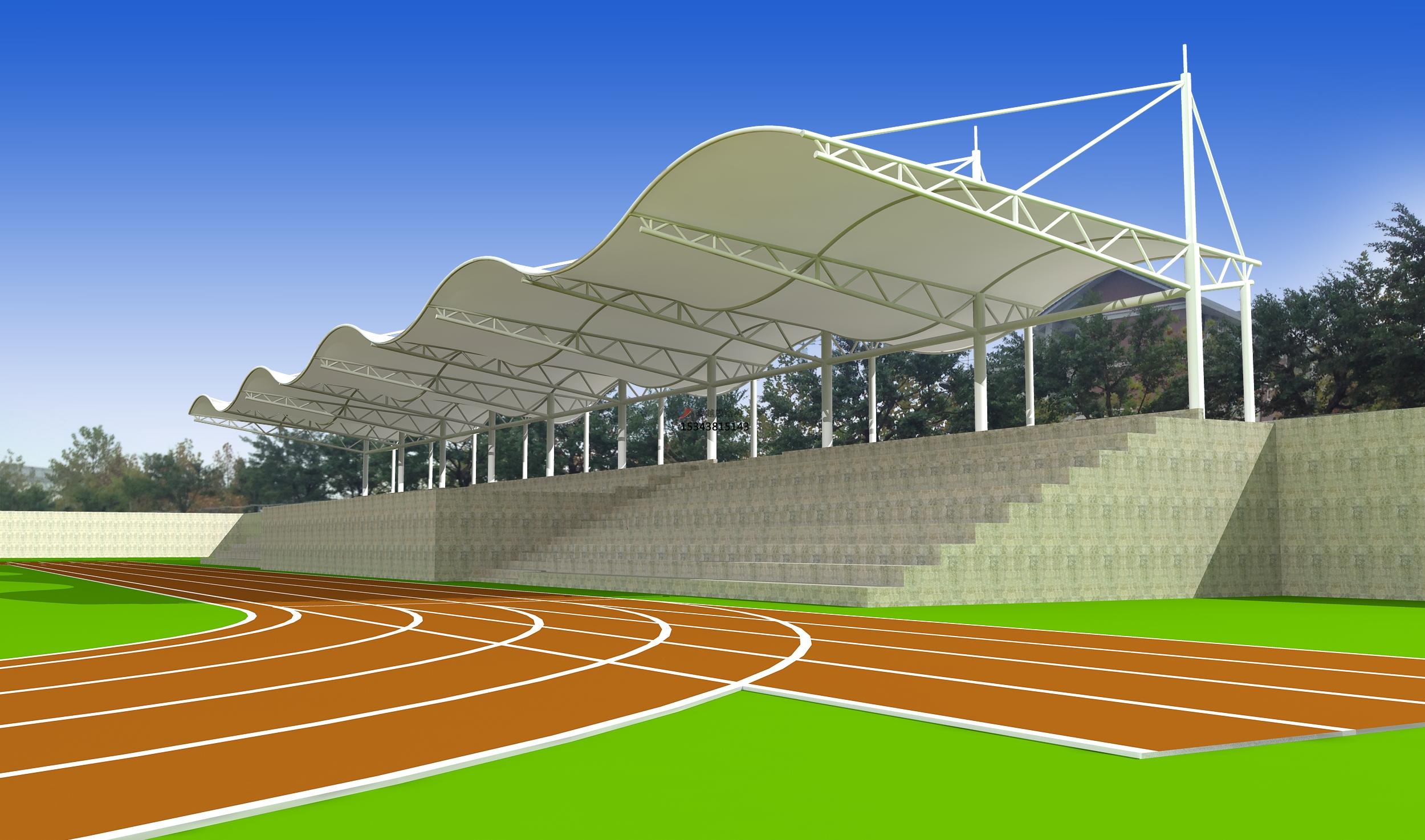 運城聞喜體育公園膜結(jié)構(gòu)【看臺雨棚】門球場案例